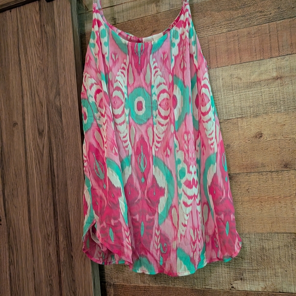 Vibrant Pink and Teal Sleeveless Top - Picture 1 of 1